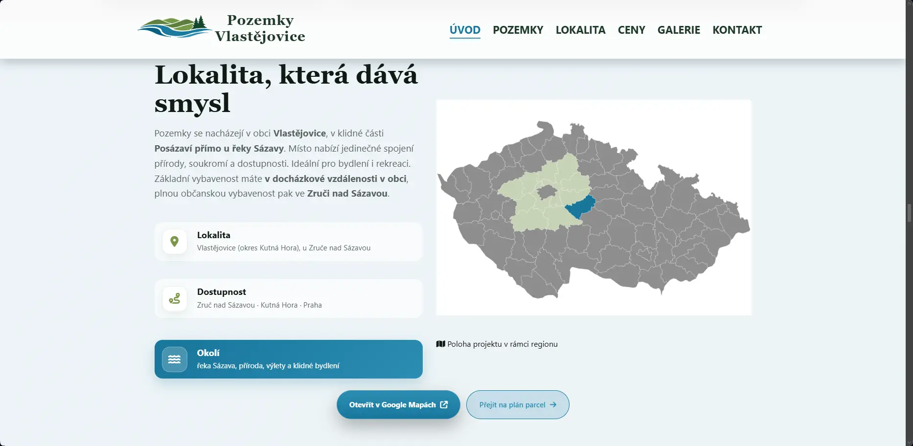 Pozemky Vlastějovice - reference lokality